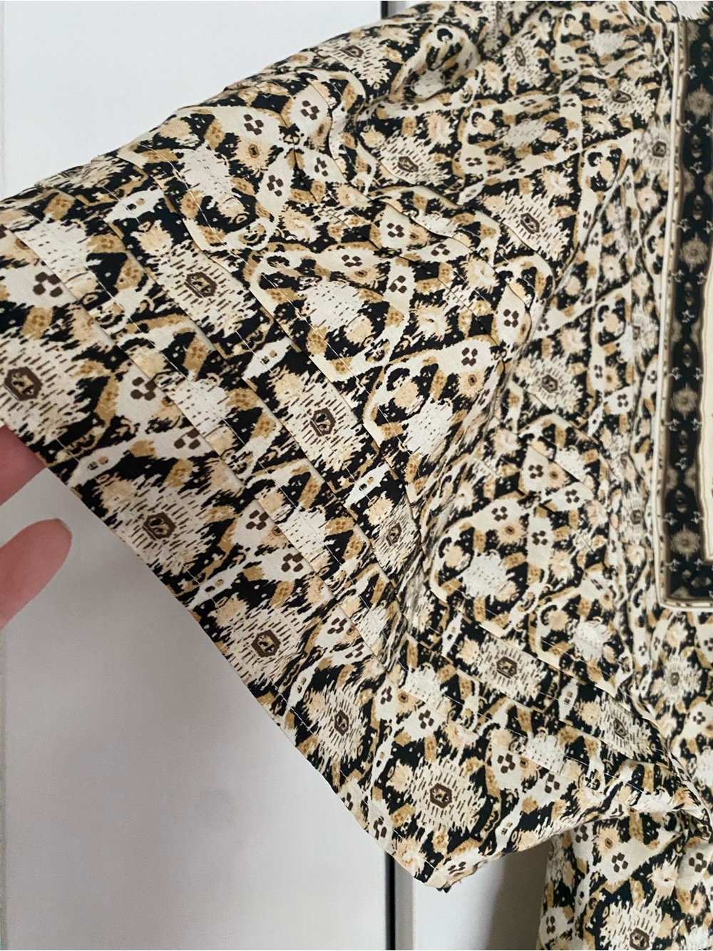 Anthropologie Cream & Black Floral Border Peasant Blouse - Picture 7 of 7